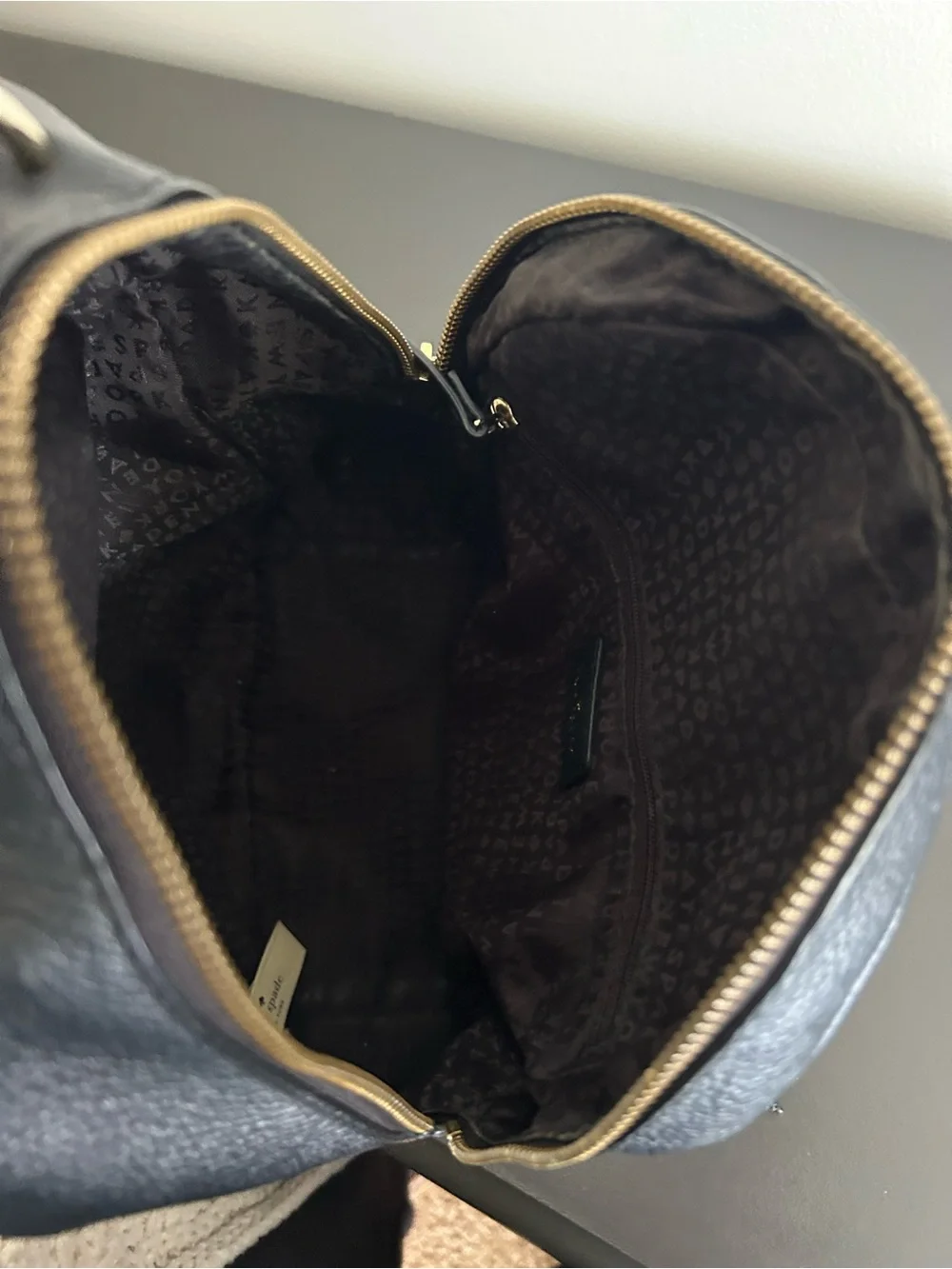 Kate Spade Black Pebbled Leather Mini Backpack Gold Hardware Travel Purse